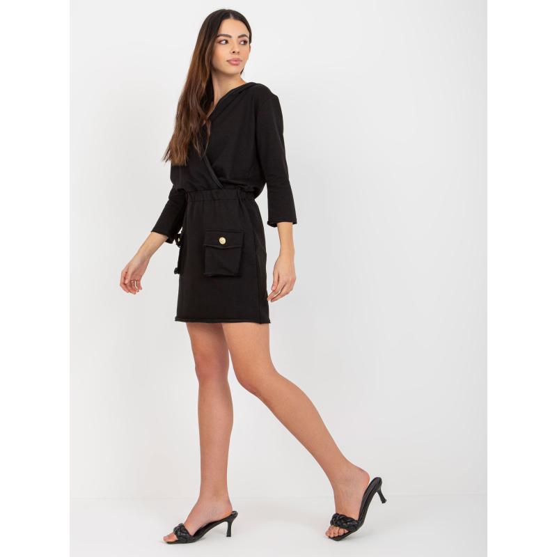 Dámske šaty s kapucňou OCH BELLA čierne