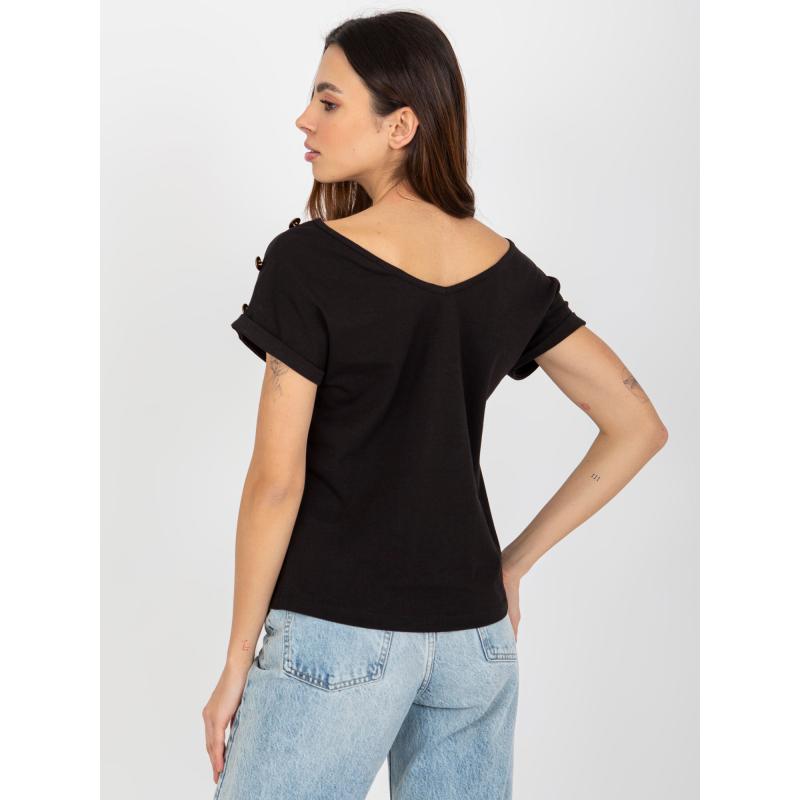 Női blúz gombokkal az ujjakon OCH BELLA fekete