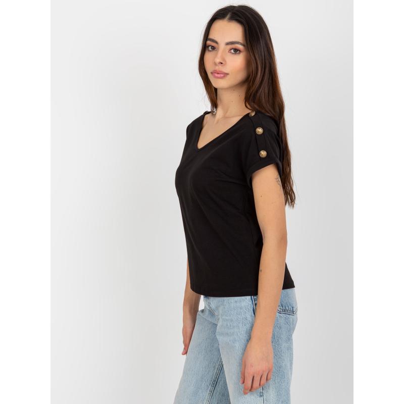 Női blúz gombokkal az ujjakon OCH BELLA fekete