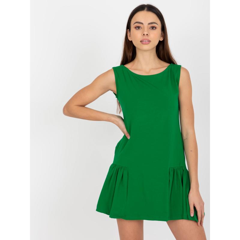 Dámské šaty s volánkovým lemem mini ALICE zelené 