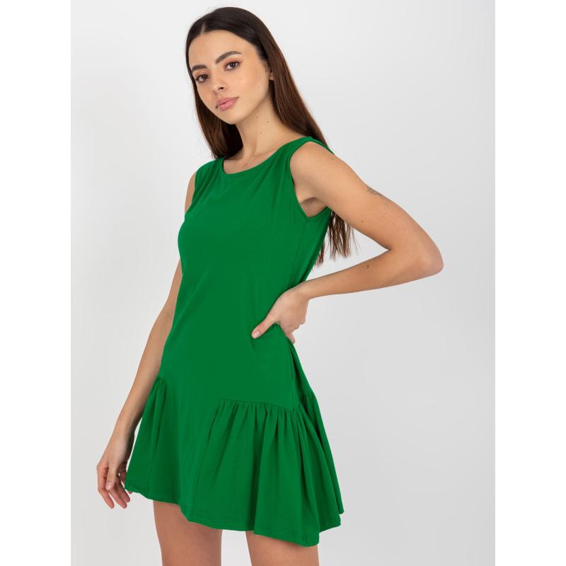 Dámské šaty s volánkovým lemem mini ALICE zelené 