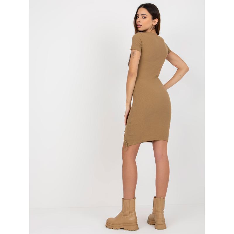 Dámské šaty s krátkými rukávy REBEKAH hnědé