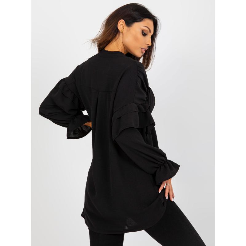 Női fodros ing fodrokkal és fodrokkal OCH BELLA fekete