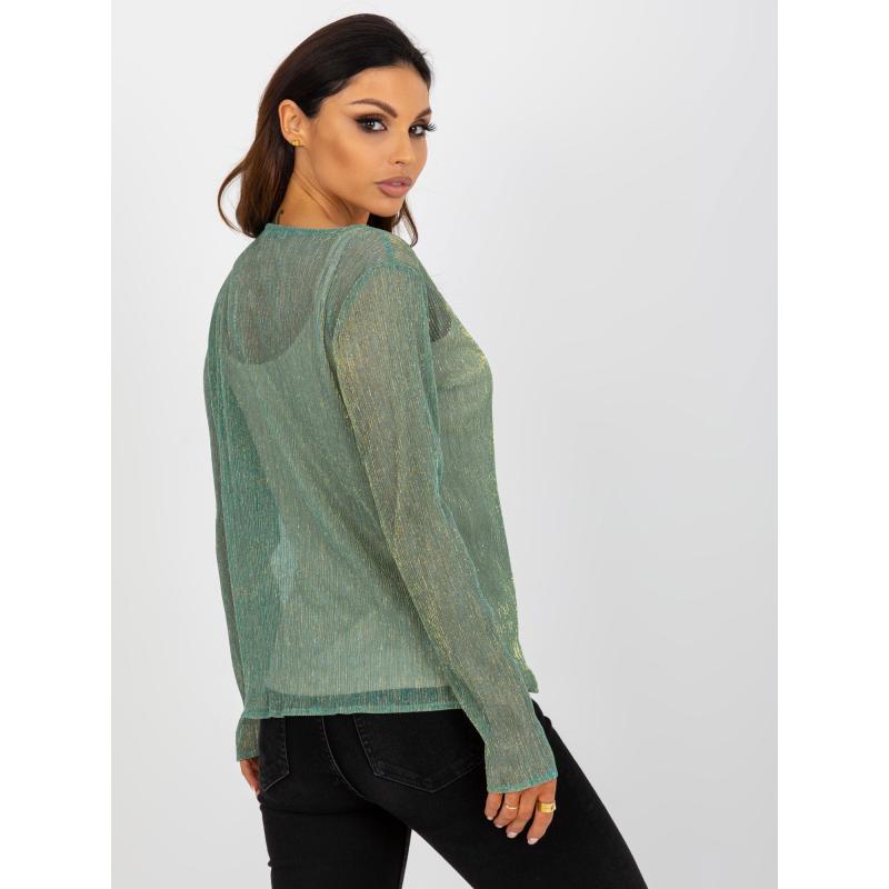 Női blúz brossal MELISSA világoszöld és bézs színben