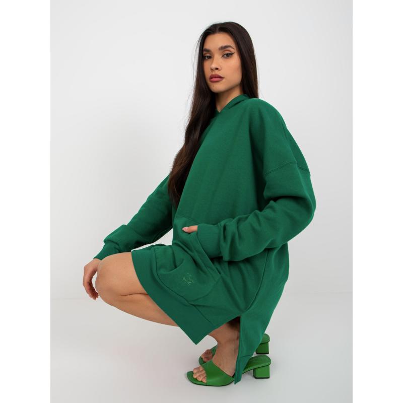 Női túlméretezett pulóver MAYFLIES sötétzöld