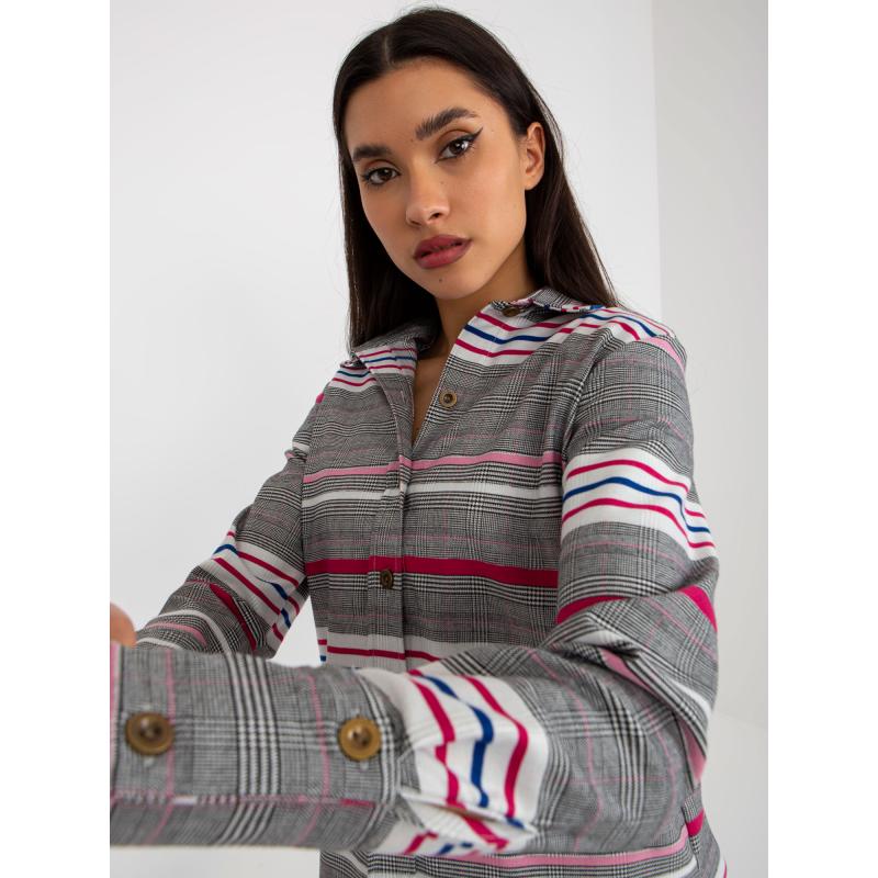 Dámská košile pruhovaná a kostkovaná OMEGA bílo-růžová 