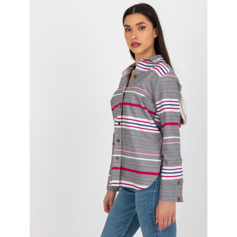 Dámská košile pruhovaná a kostkovaná OMEGA bílo-růžová 