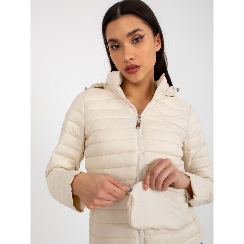 Dámská bunda s kapucí a kapsou KITTY světle béžová 