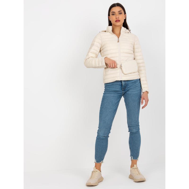Dámská bunda s kapucí a kapsou KITTY světle béžová 