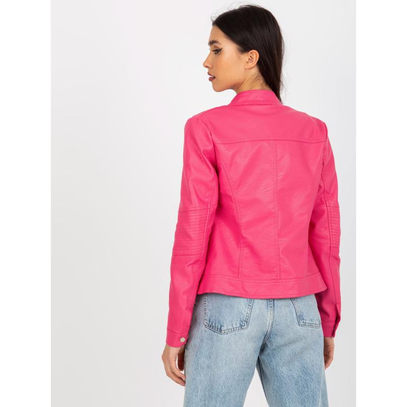 Női öko-bőr kabát zsebekkel JENA sötét rózsaszínű