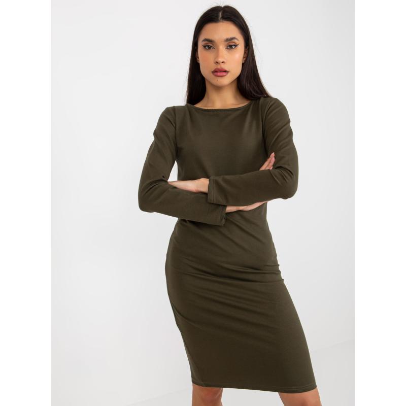 Női hosszú ujjú ruha CHLOE khaki színben