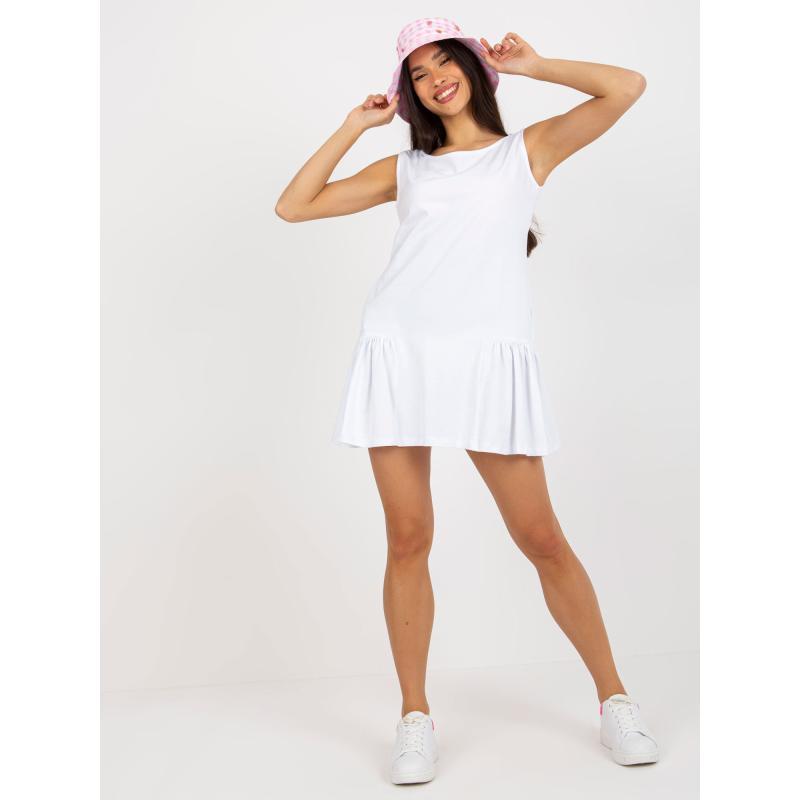 Dámské šaty bez rukávů s volánem HARLEY bílé 