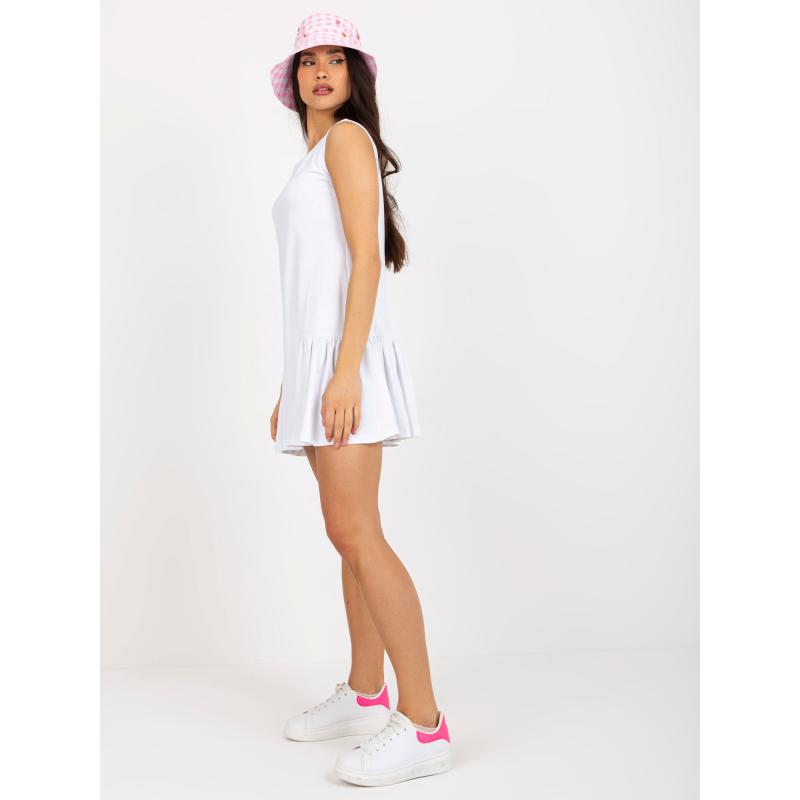 Dámské šaty bez rukávů s volánem HARLEY bílé 
