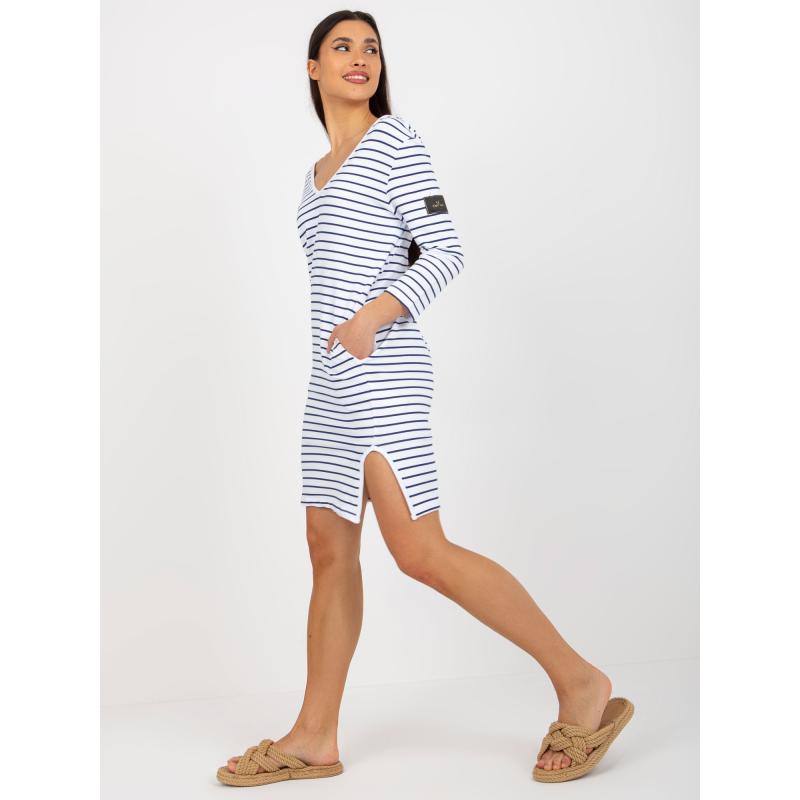 Dámské šaty s kapsami OCH BELLA námořnicky modré a bílé 