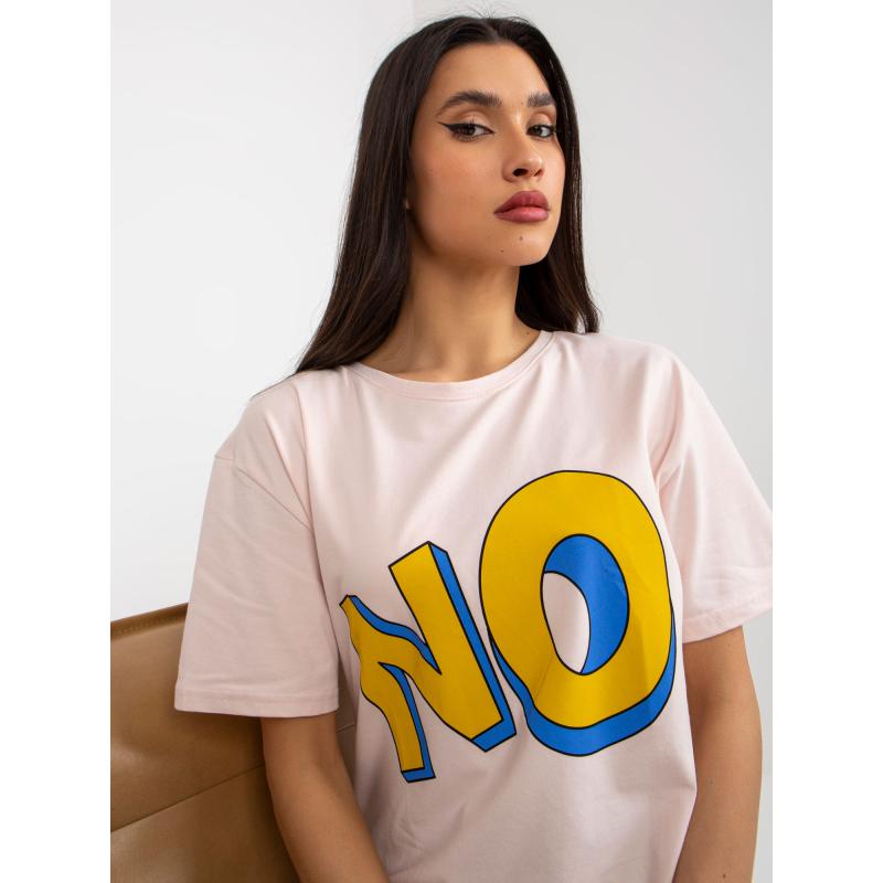 Női nyomtatott póló KORA világos rózsaszín