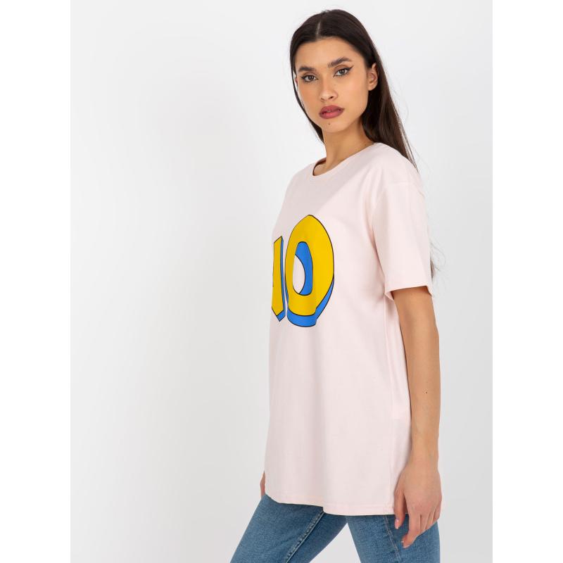 Női nyomtatott póló KORA világos rózsaszín
