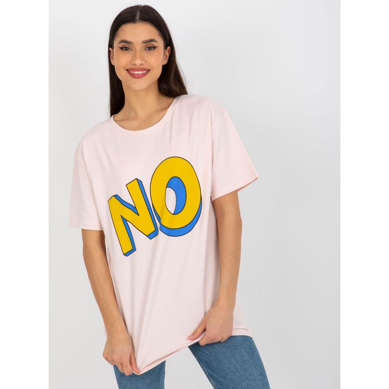 Női nyomtatott póló KORA világos rózsaszín
