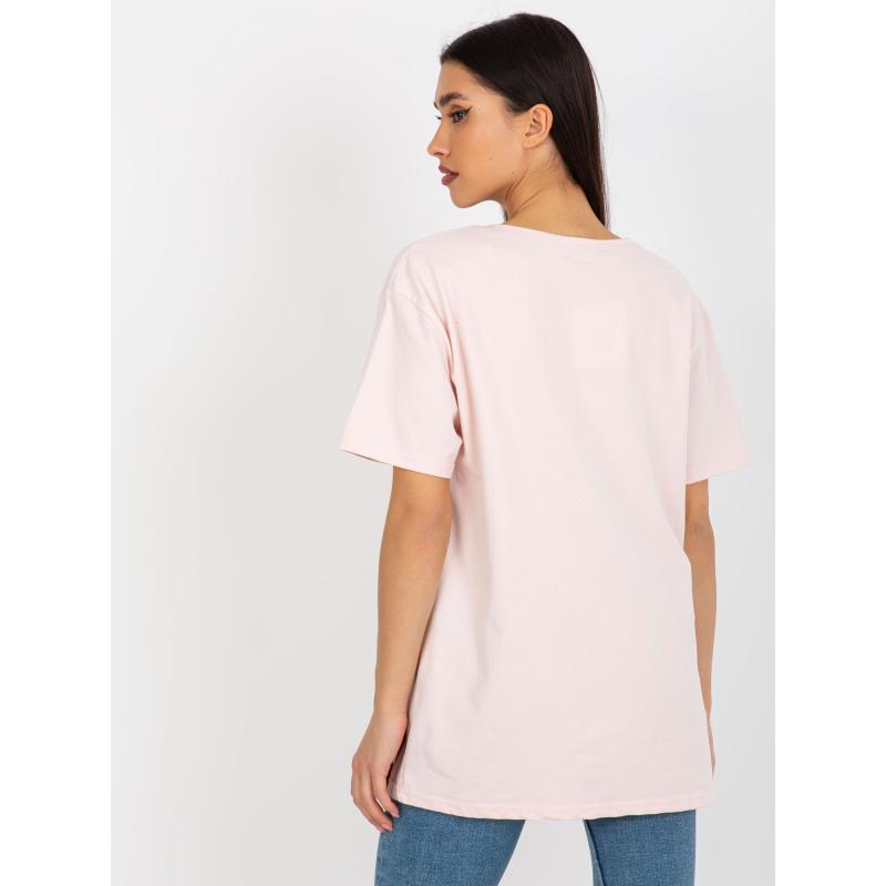 Női nyomtatott póló KORA világos rózsaszín