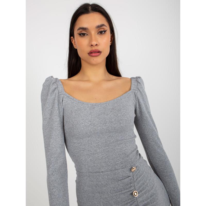 Női ruha redőkkel MIKAELA szürke