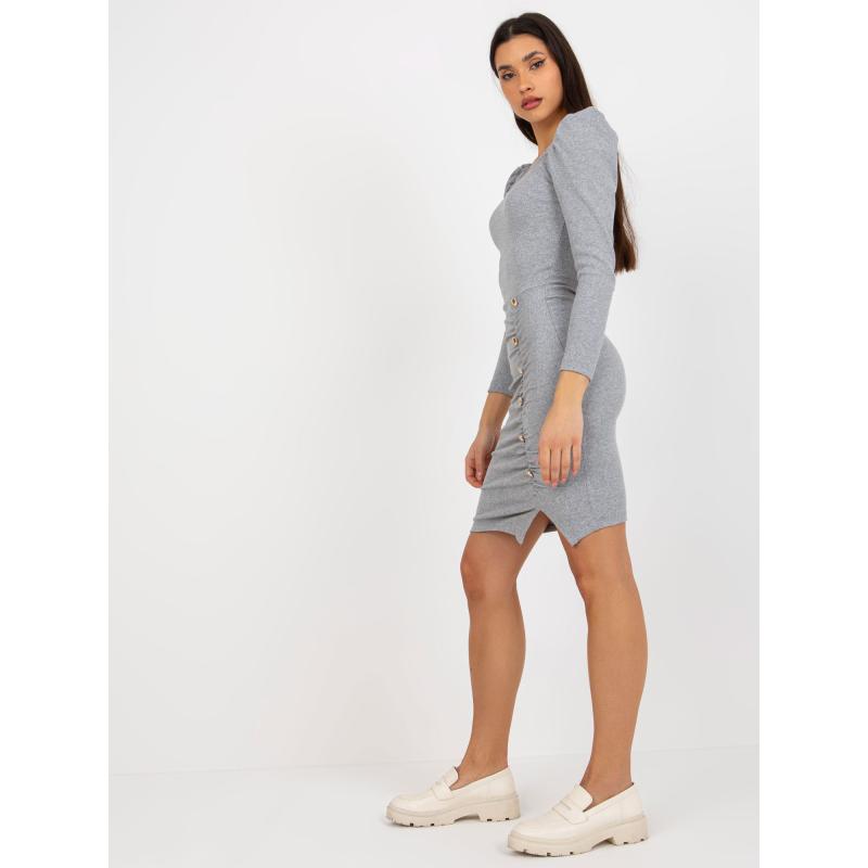 Női ruha redőkkel MIKAELA szürke