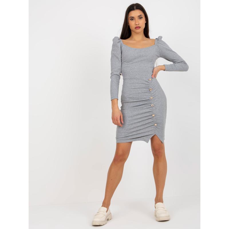 Női ruha redőkkel MIKAELA szürke