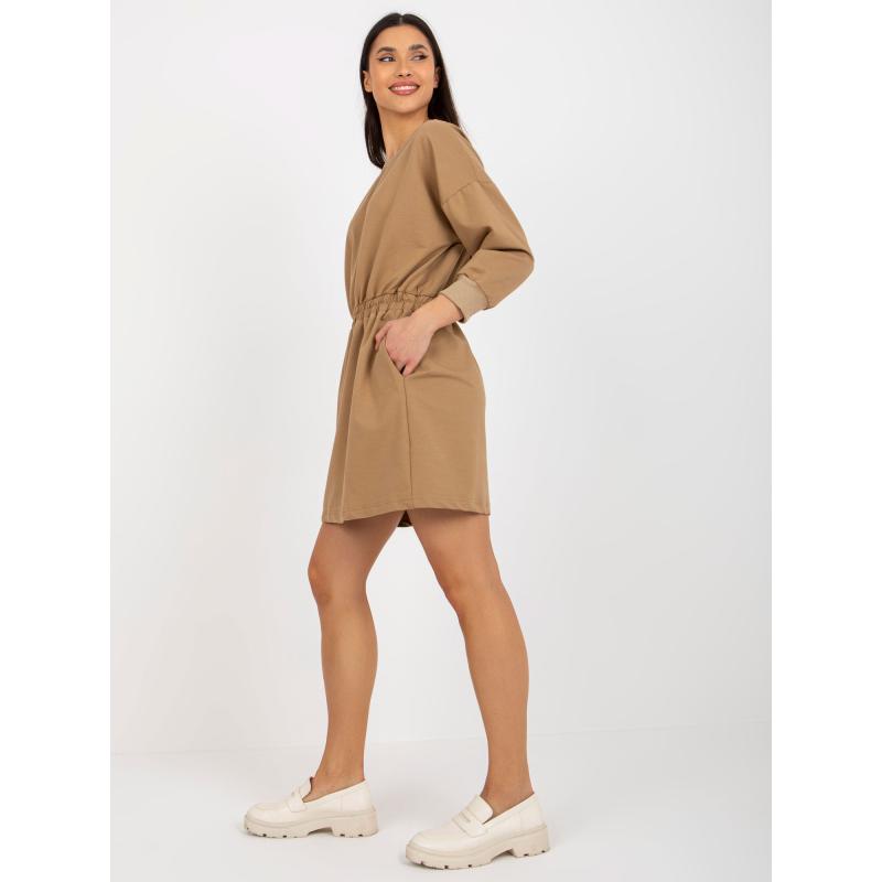 Dámské šaty s elastickým pasem ANNABELLE hnědé