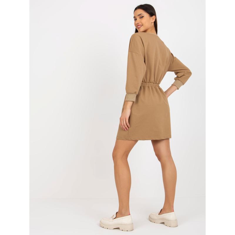 Dámské šaty s elastickým pasem ANNABELLE hnědé