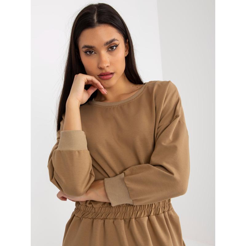 Dámské šaty s elastickým pasem ANNABELLE hnědé