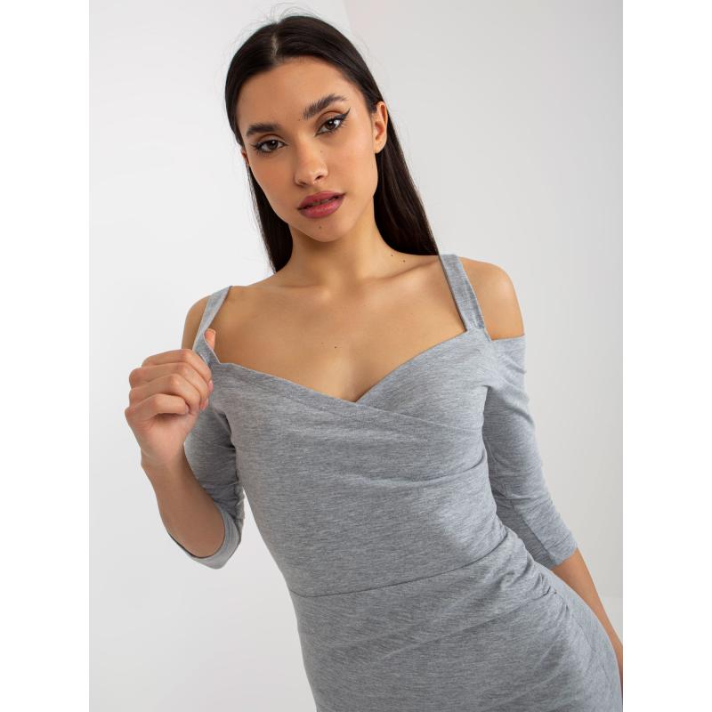 Dámské šaty s 3/4 rukávy LEAH šedé 