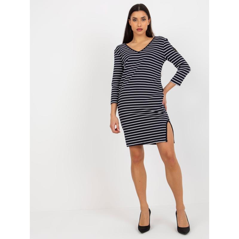 Dámské šaty OCH BELLA námořnicky modré a bílé 