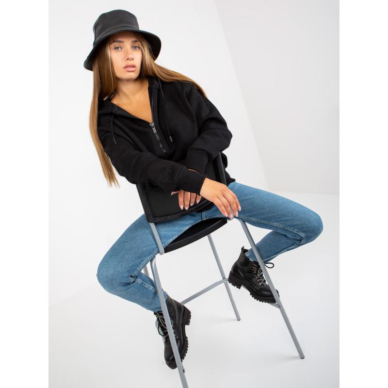 Női pulóver zsebekkel SUBLEVEL fekete