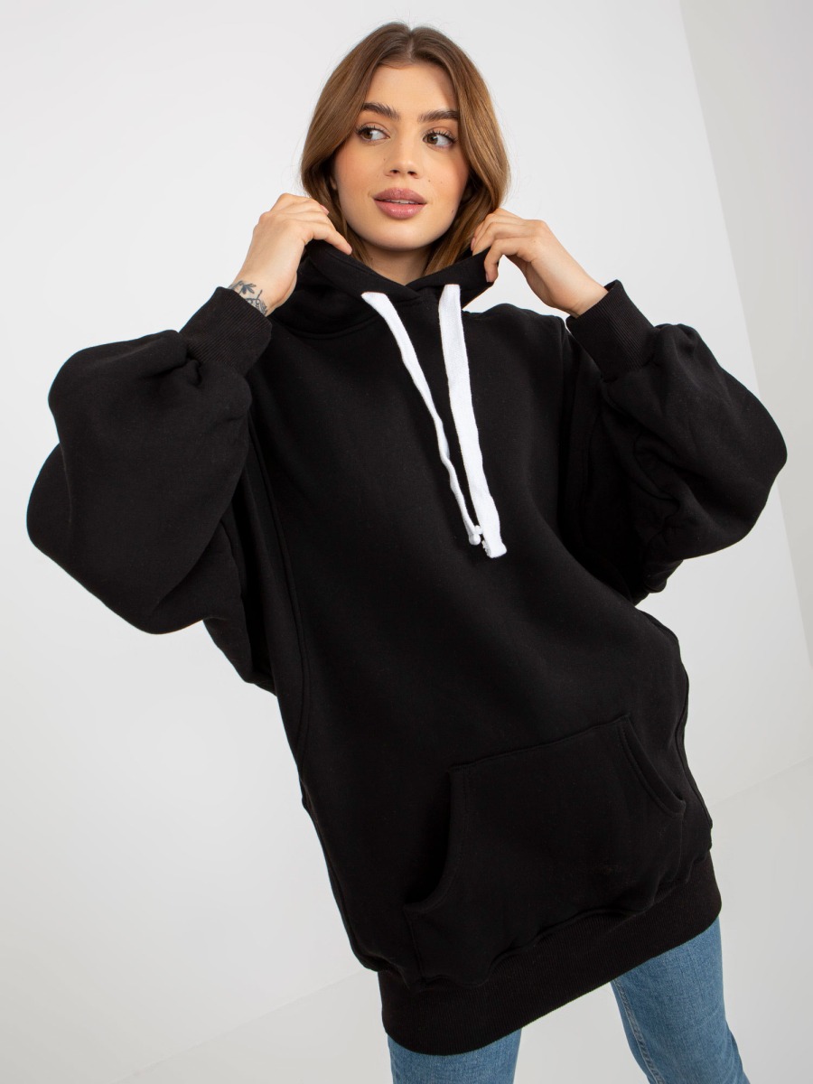 Dámska mikina basic s oversize strihom JOSETTE čierna