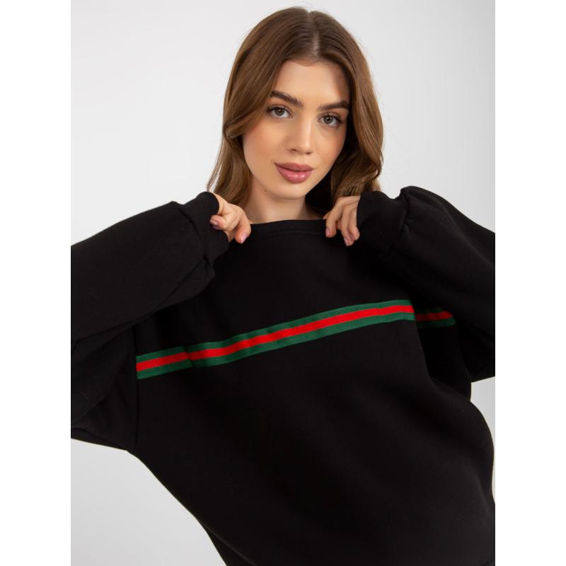 Női túlméretezett kapucnis pulóver AUSTINA fekete