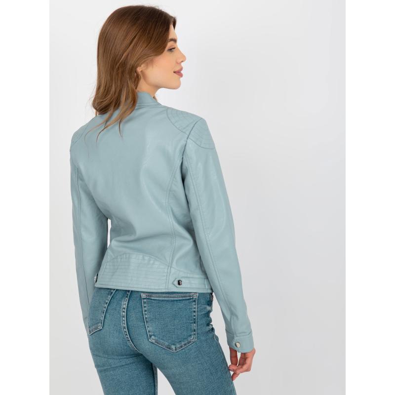Dámská bunda z ekokůže s kapsami BIKER světle modrá 
