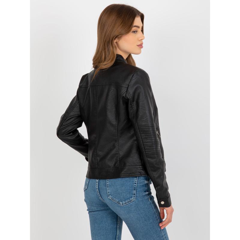 Dámská bunda z ekokůže s prošíváním BIKER černá