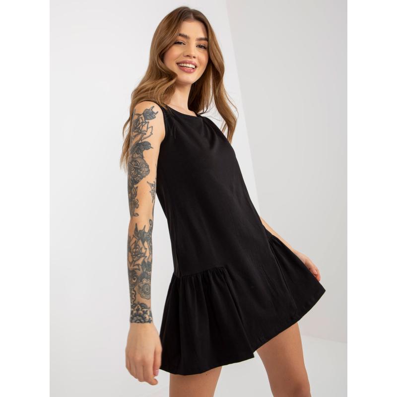 Női ruha fodros szegéllyel TALLIS fekete