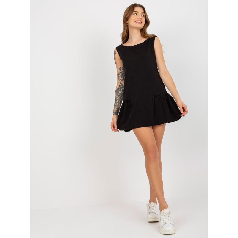 Női ruha fodros szegéllyel TALLIS fekete