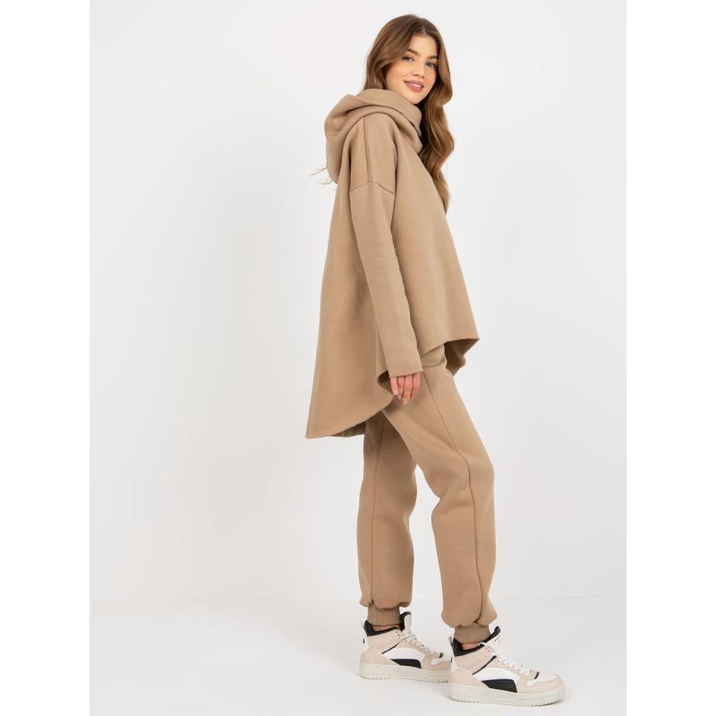 Női alap melegítőnadrág aszimmetrikus blúzzal PASCALE sötétbézs sötétbézs