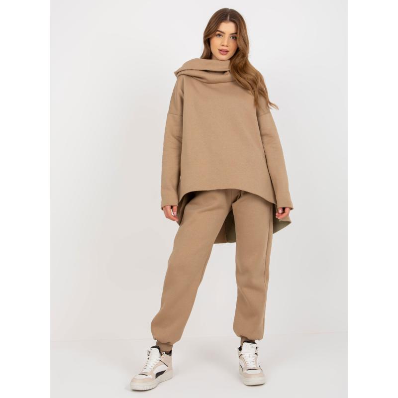Női alap melegítőnadrág aszimmetrikus blúzzal PASCALE sötétbézs sötétbézs