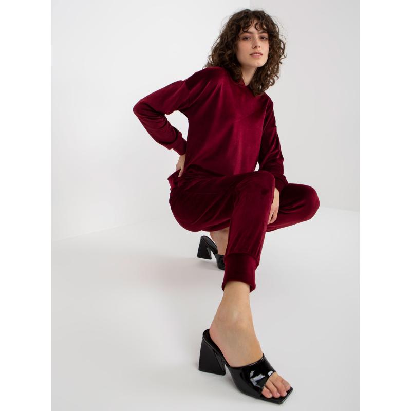 Női bársony szett nadrággal BRIA bordó bordó