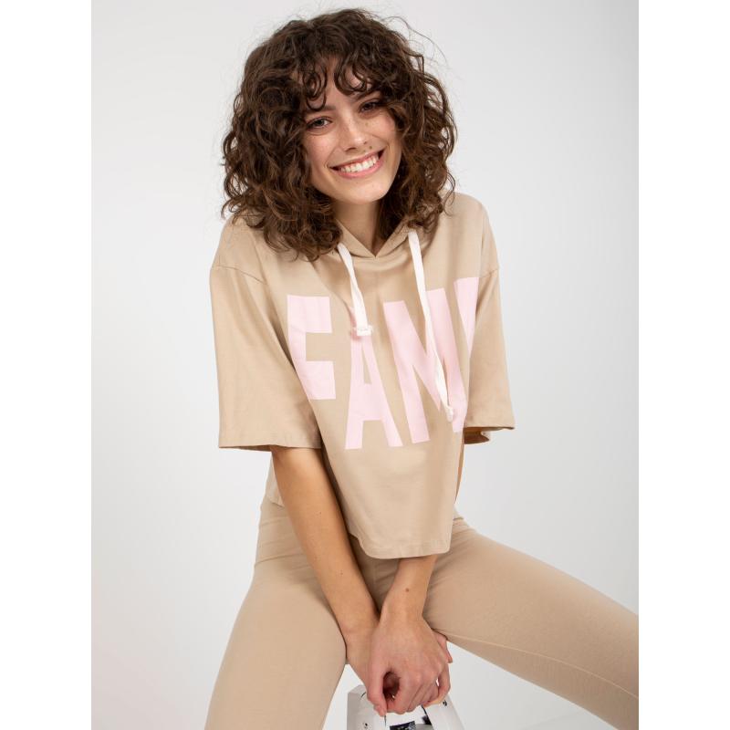 Dámská souprava s nápisy a legínami DAHLIA béžová sportovní