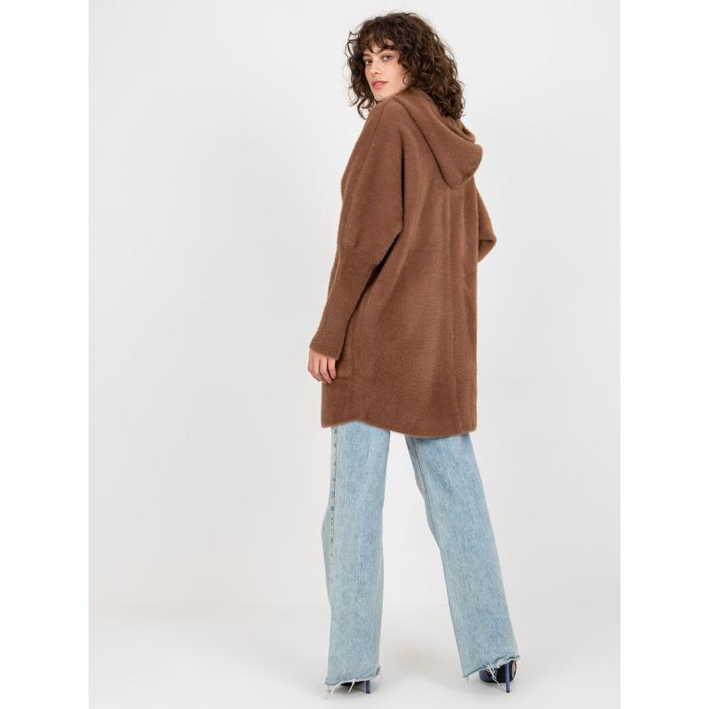 Dámský kabát z alpaky s kapucí DEMI hnědý 
