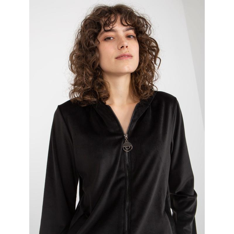 Dámska súprava velúrová s mikinou na zips KATALINA čierna