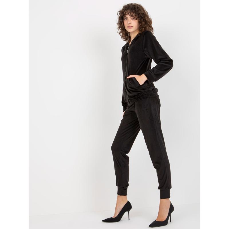 Dámska súprava velúrová s mikinou na zips KATALINA čierna