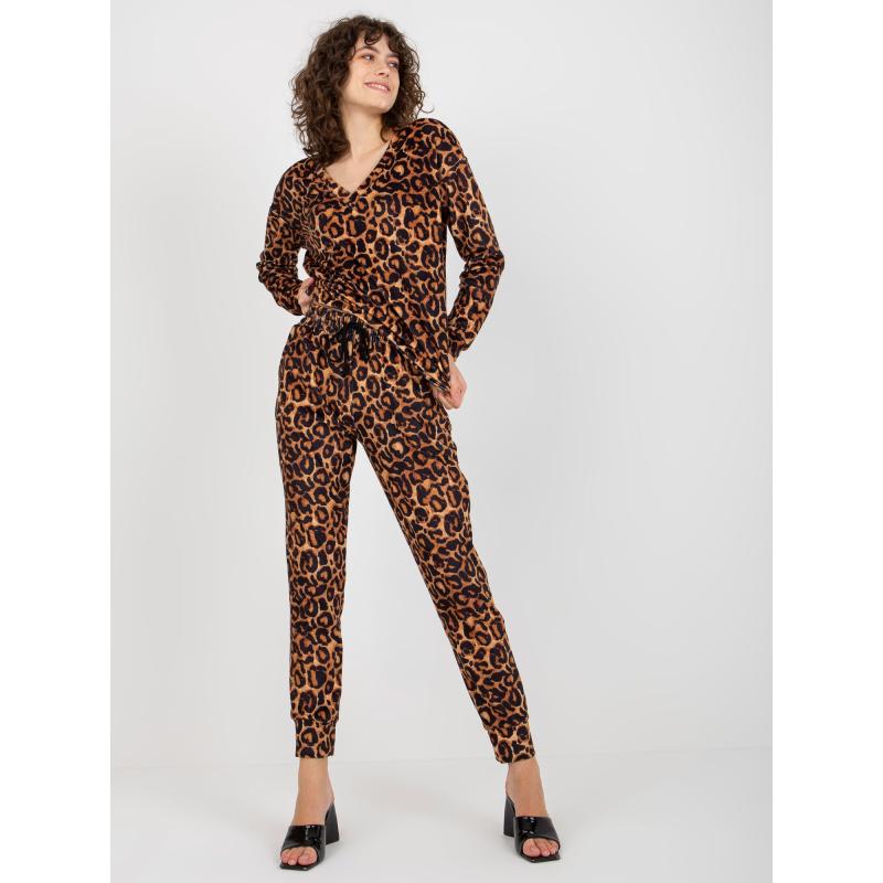 Dámska súprava s potlačou ISLA tmavo béžová a čierna