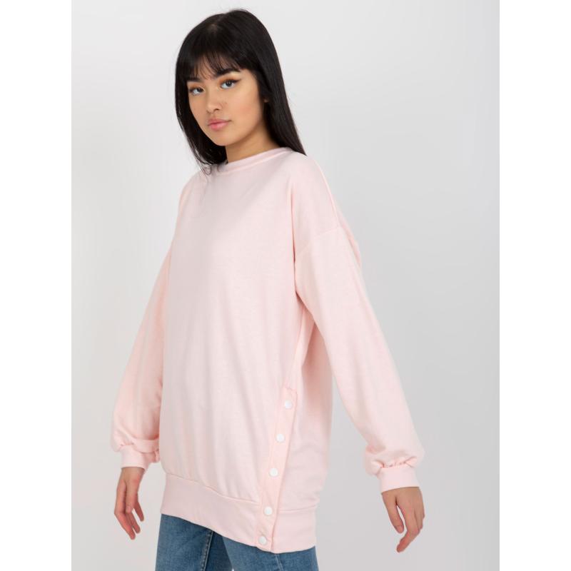Dámská mikina s kapucí a patentkami AYA bledě růžová 