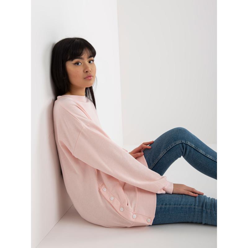 Dámská mikina s kapucí a patentkami AYA bledě růžová 