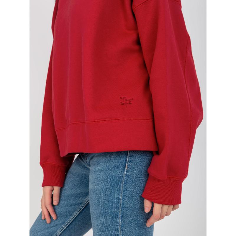 Dámska mikina s kapucňou a nášivkou MAYFLIES tmavo červená