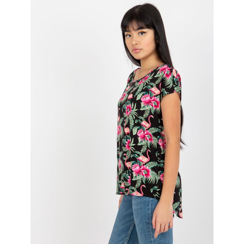 Dámská halenka s potiskem a krátkým rukávem SUBLEVEL černá
