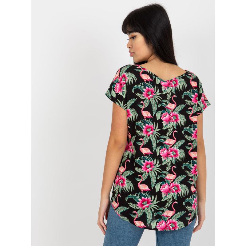 Dámská halenka s potiskem a krátkým rukávem SUBLEVEL černá